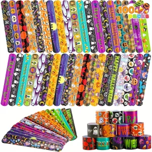 100 PCS Slap Bracelets Halloween Bracelets
