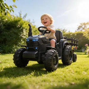12V Kids Ride On Tractor With Trailer