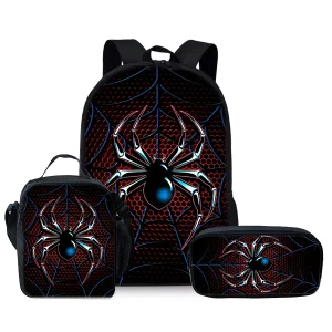 Spider Pattern Three Piece Set Backpacks