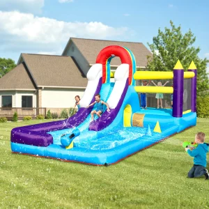 23FT Inflatable Water Slide with Splash Pool